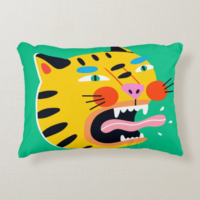 Abstract funny tiger accent pillow (Front)