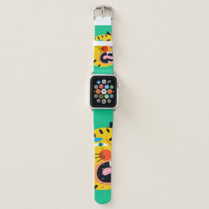 Abstract funny tiger apple watch band