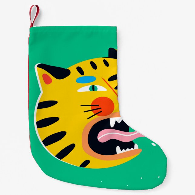 Abstract funny tiger small christmas stocking (Front)