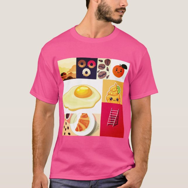 Abstract Fusion – Egg, Ice, Ladder & Coffee  T-Shirt (Front)