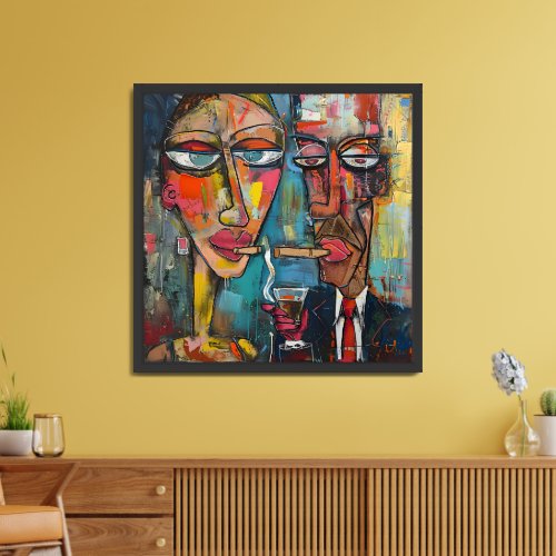 Abstract Fusion in the Cigar Lounge Graffiti Framed Art