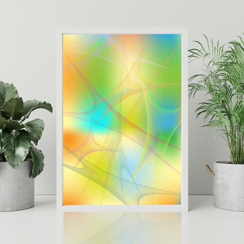 Abstract Futuristic Neon Green Teal Yellow Blend  Poster