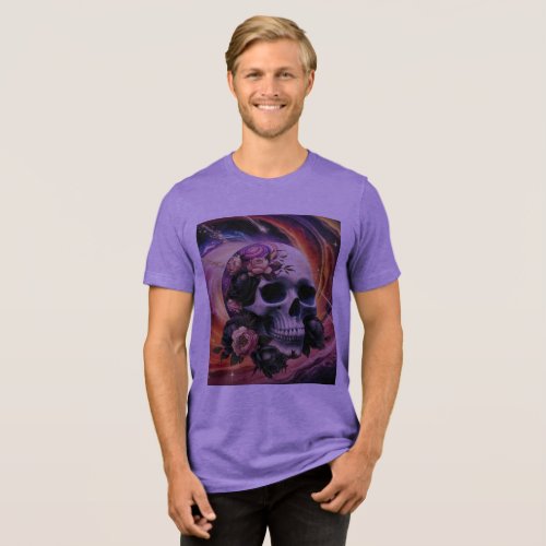 Abstract Galactic Vintage_style Skull Tri_Blend Shirt