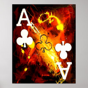 ABSTRACT GALAXY ACES OF CLUBS POSTER