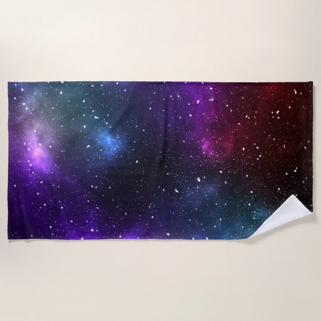 Abstract Galaxy Constellations Digital Art Beach Towel (Front)