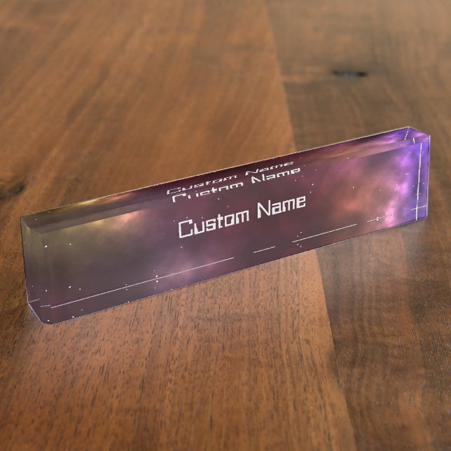 Abstract Galaxy Constellations Digital Art: II  Desk Name Plate (Side)