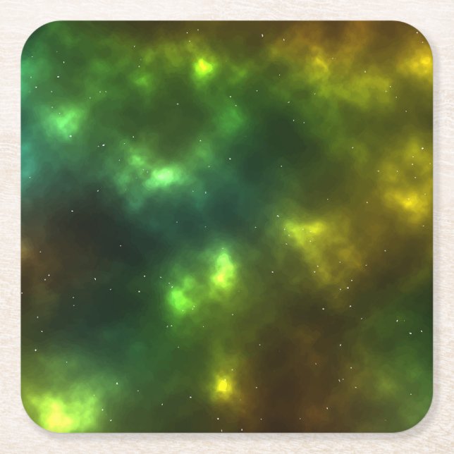 Abstract Galaxy Constellations Digital Art: IV  Square Paper Coaster (Front)