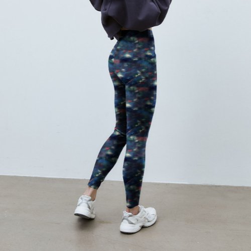 Abstract Galaxy Dark Blue Green Tie_dye Pattern Leggings