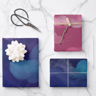 Abstract galaxy paint watercolor pink blue purple wrapping paper sheets