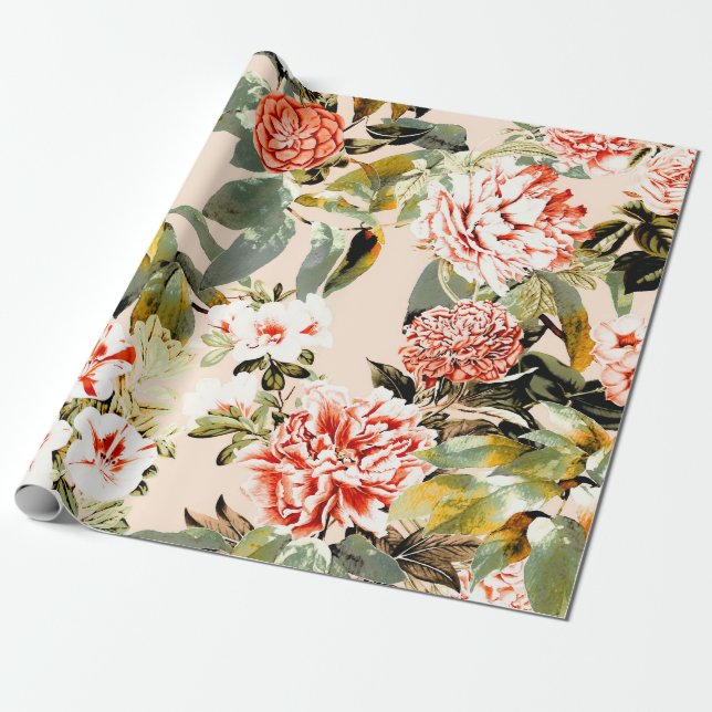 Abstract garden pattern wrapping paper (Unrolled)