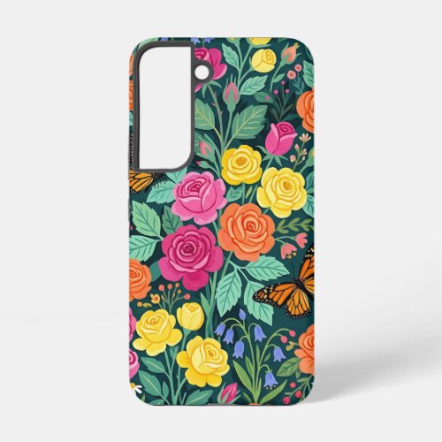 Abstract Garden Roses Butterflies Samsung Cases