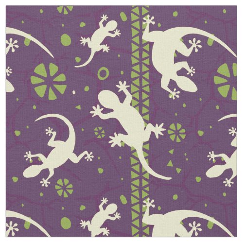 Abstract Gecko Cactus Ethnic Purple Pattern Fabric