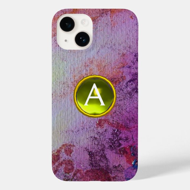 ABSTRACT GEM MONOGRAM purple yellow Case-Mate iPhone Case (Back)