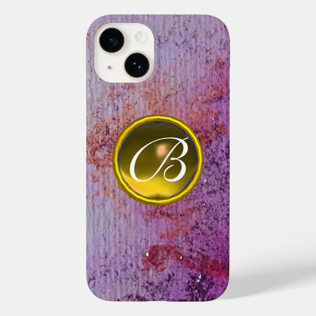 ABSTRACT GEM MONOGRAM purple yellow Case-Mate iPhone Case (Back)