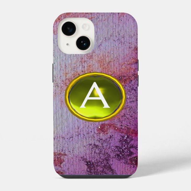 ABSTRACT GEM MONOGRAM purple yellow Iphone Case (Back)