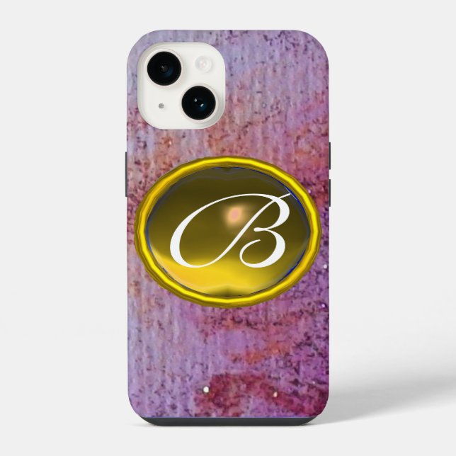 ABSTRACT GEM MONOGRAM purple yellow Iphone Case (Back)