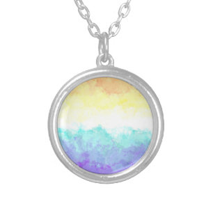 Abstract Genderfaun Pride Flag Silver Plated Necklace