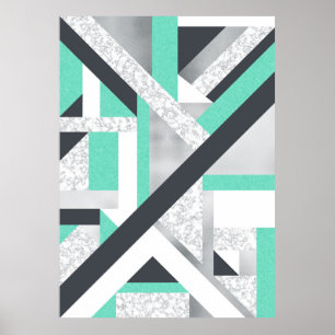 Abstract Geo - Marble & Mint Poster