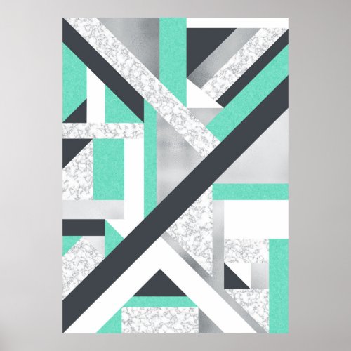Abstract Geo _ Marble  Mint Poster