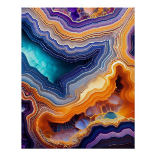 Abstract Geode Art – Colorful Stone Layers Poster