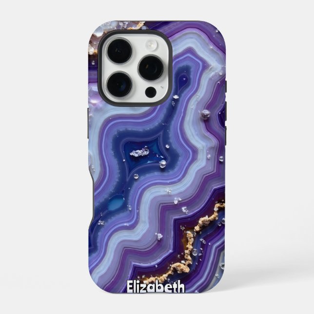 Abstract Geode Flow with Gold Iphone Case (Back)