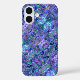 Abstract Geode Marbling in Peacock Colors iPhone 16 Case