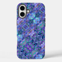 Abstract Geode Marbling in Peacock Colors