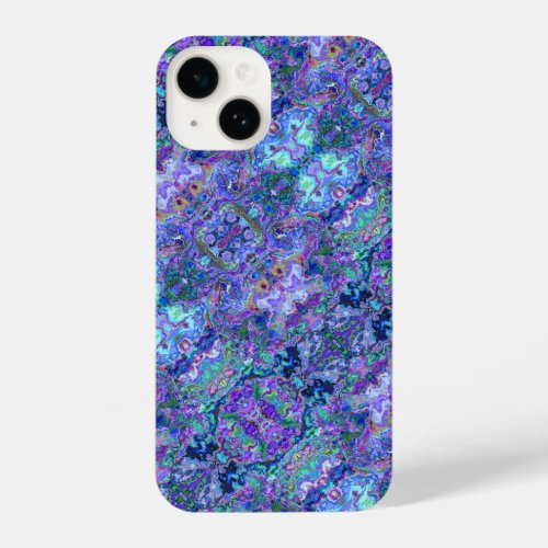 Abstract Geode Marbling in Peacock Colors iPhone 14 Case