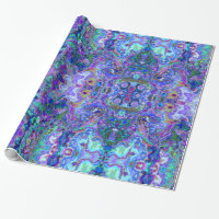 Abstract Geode Marbling in Peacock Colors Wrapping Paper