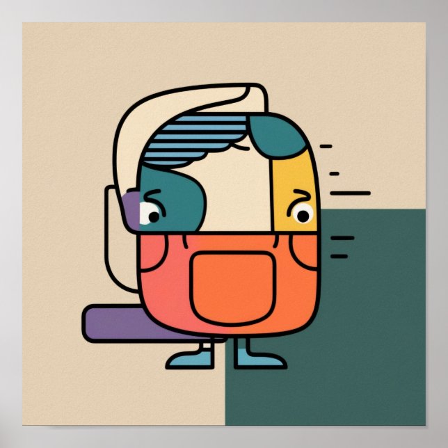 Abstract Geomatric Man Character Poster (Front)