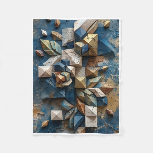 Abstract Geometric 3D Pattern Art Fleece Blanket (Front)