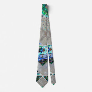 Abstract Geometric Abalone and Mother of pearl Neck Tie