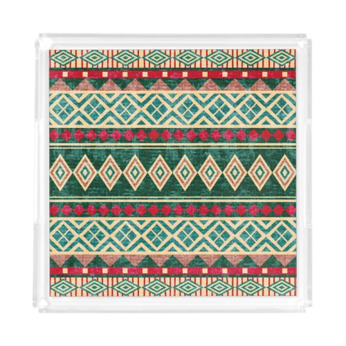 Abstract Geometric African Style Pattern Acrylic Tray