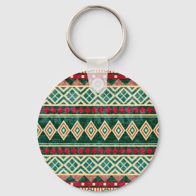 Abstract Geometric African Style Pattern Keychain (Front)