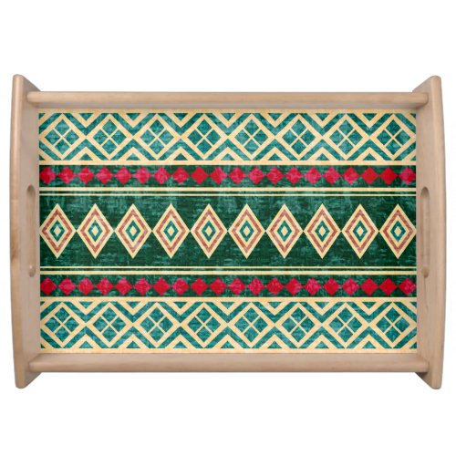 Abstract Geometric African Style Pattern Serving Tray