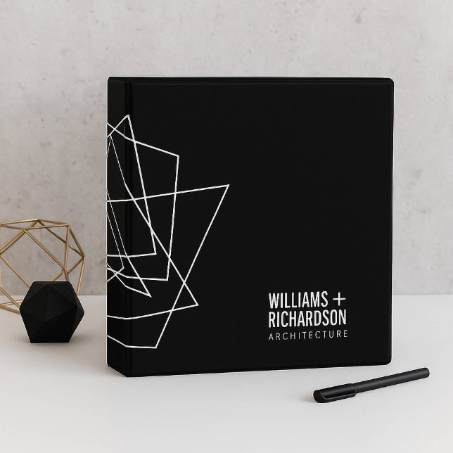 Abstract Geometric Architectural Logo Black 3 Ring Binder (Creator Uploaded)