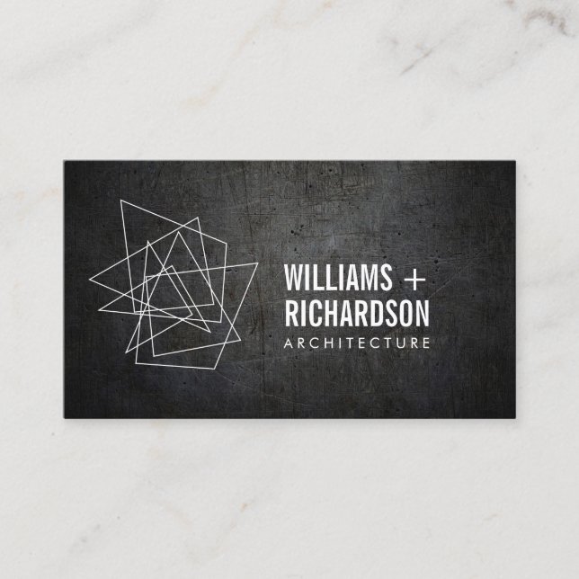 Abstract Geometric Architectural Logo Black Business Card (Front)