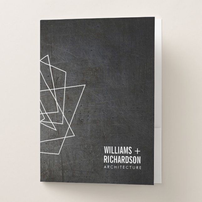 Abstract Geometric Architectural Logo Black Pocket Folder (Front)
