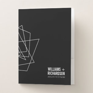 Abstract Geometric Architectural Logo Black/White Pocket Folder