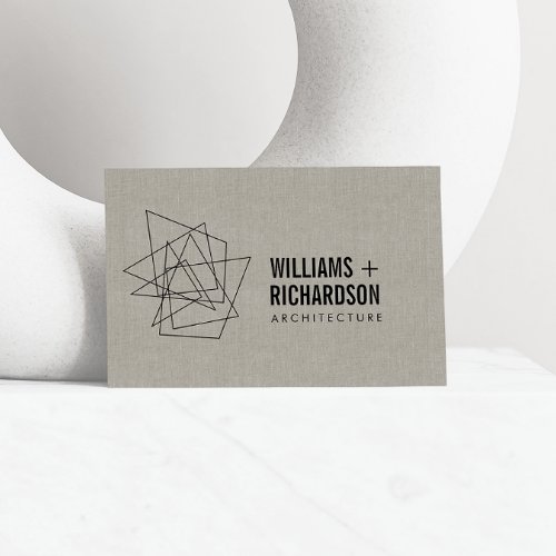Abstract Geometric Architectural Logo LinenBlack Business Card