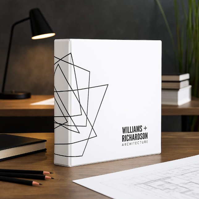 Abstract Geometric Architectural Logo White 3 Ring Binder (Creator Uploaded)