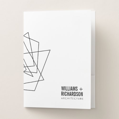 Abstract Geometric Architectural Logo WhiteBlack Pocket Folder