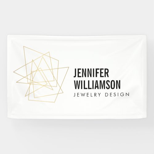 Abstract Geometric Architectural Logo WhiteGold Banner