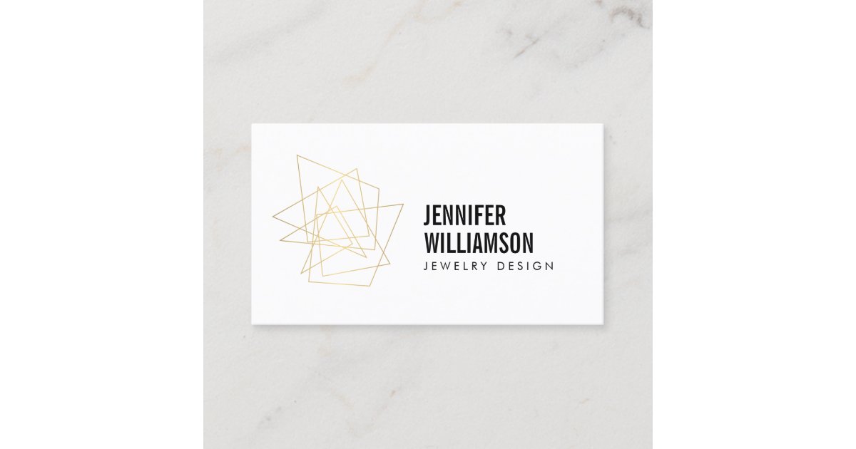 Abstract Geometric Architectural Logo White Gold Business Card