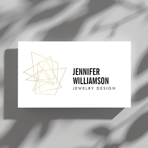 Abstract Geometric Architectural Logo WhiteGold Business Card