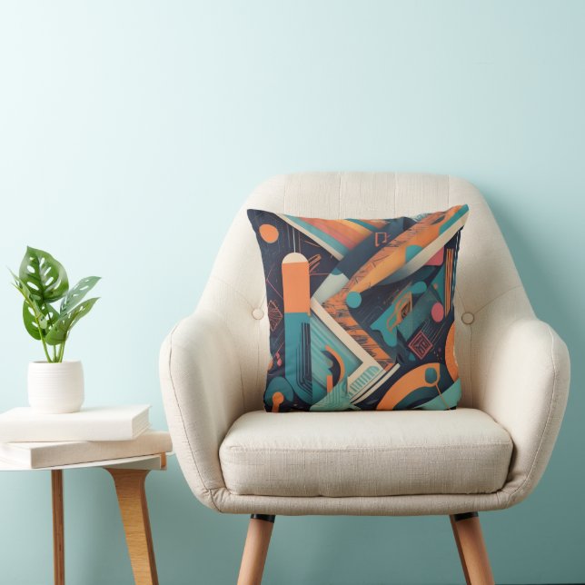 Abstract Geometric Art – Bold Vibrant Graphic Throw Pillow (Chair)