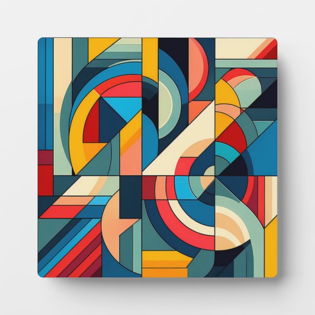 Abstract Geometric Art – Color Grid Composition Plaque (Front)
