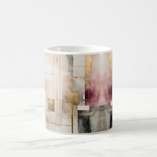 Abstract Geometric Art in Pink Gray and Gold 1 Coffee Mug