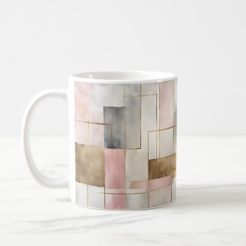 Abstract Geometric Art in Pink Gray and Gold 2 Coffee Mug