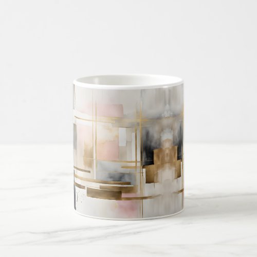 Abstract Geometric Art in Pink Gray and Gold 3 Coffee Mug